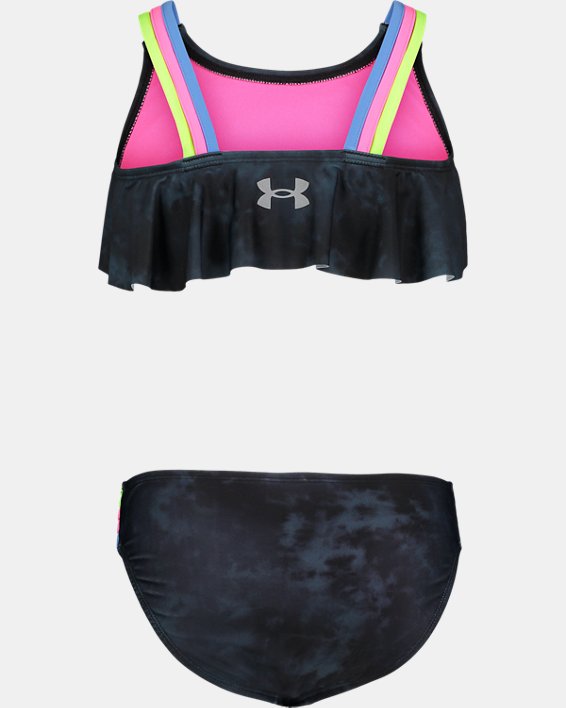 Girls' UA Tie-Dye Flutter Top 2-Piece Bikini Set, Black, pdpMainDesktop image number 1